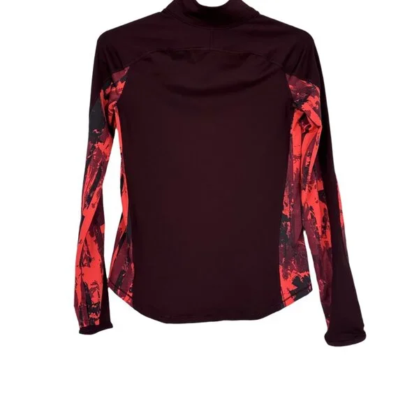 Under Armour ColdGear 1/2 Zip Pullover Brown Red Graphic Size Small - Picture 2 of 6